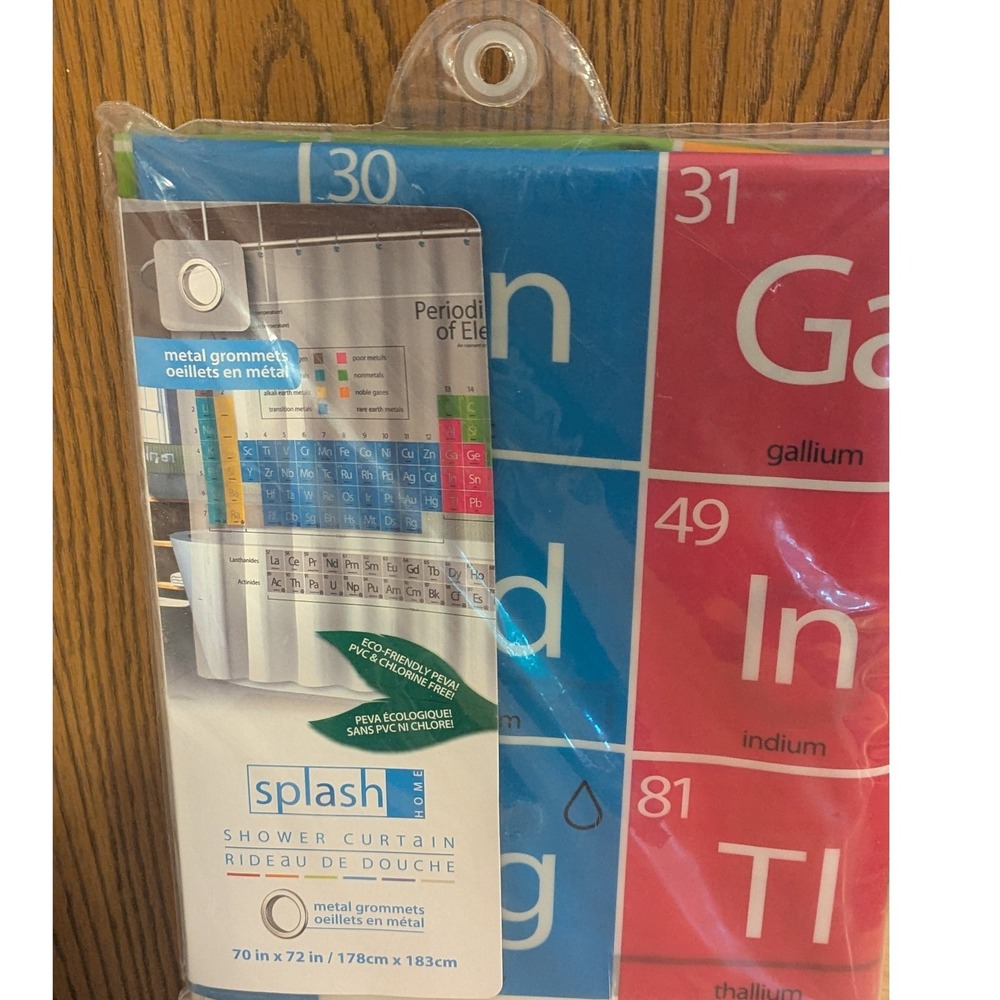 New Periodic Table of Elements Shower Curtain Eco Friendly 70x72 Chemistry Fun